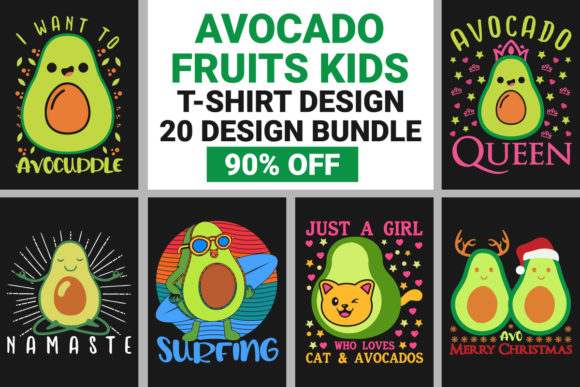 Avocado Funny Fruits Kids T-Shirt Bundle