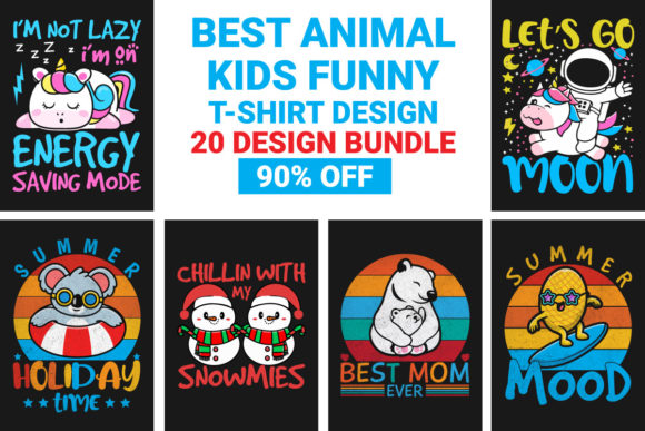 Best Animal Kids Funny T-shirt Bundle for Branding & Marketing