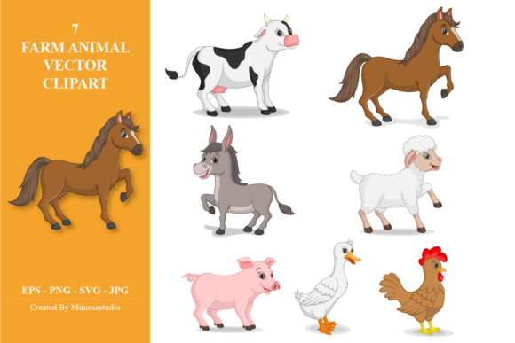 Cartoon Farm Animal Collection Clipart