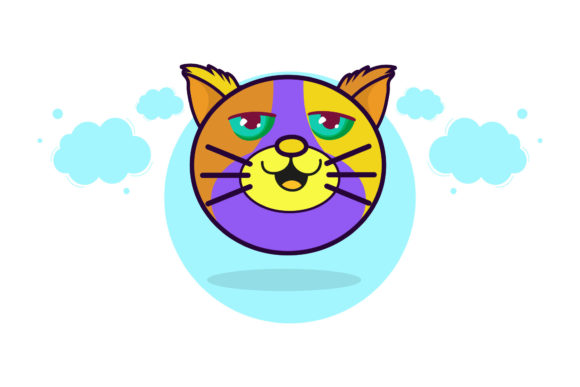 Cat Face Funny Circle Cloud Graphics
