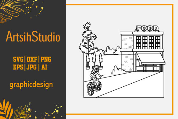 City Flat Illustration Restaurant Funny Graphics & Illustrations