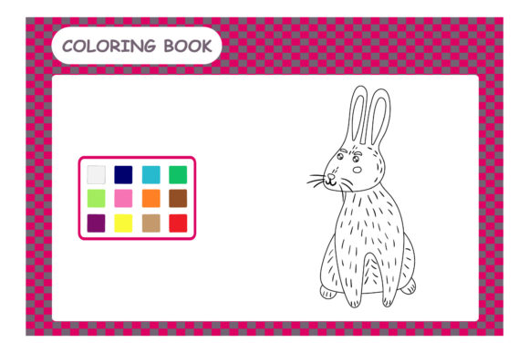 Coloring Book with Funny Cartoon Animals Graphics