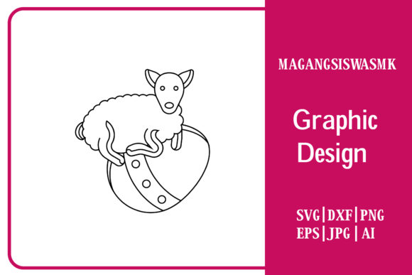 Flat Illustration Easter Goat Funny Graphics & Illustrations