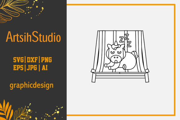 Flat Illustration Unicorn Sleep Funny Graphics Freebies