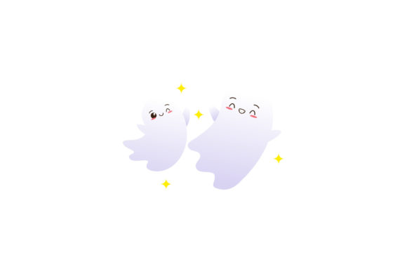 Halloween Two Ghosts Funny Cartoon Graphics