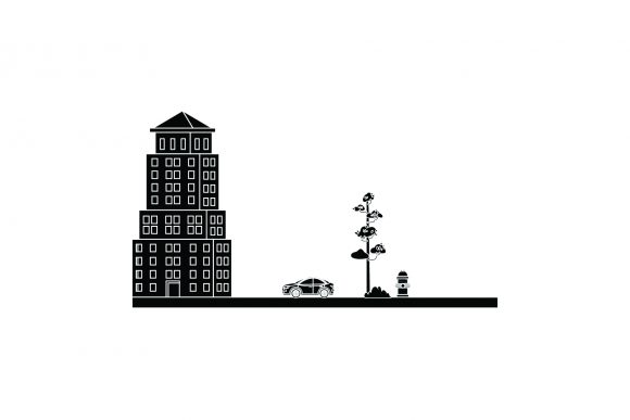 Illustration City Flat Building Funny