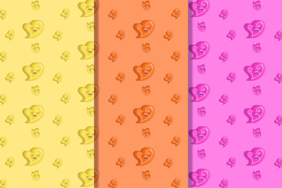 Kawaii Heart Funny Cartoon Pattern Graphics Freebies