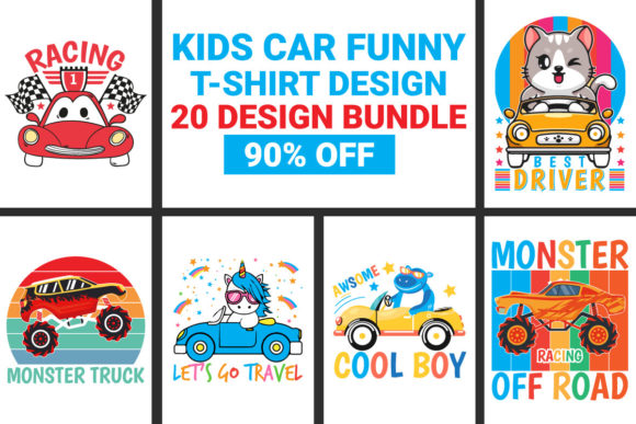 Kids Car Funny T-shirt SVG Bundle